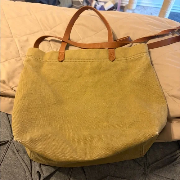 Madewell Olive Canvas Tote with Tan Leather Straps - Picture 7 of 7